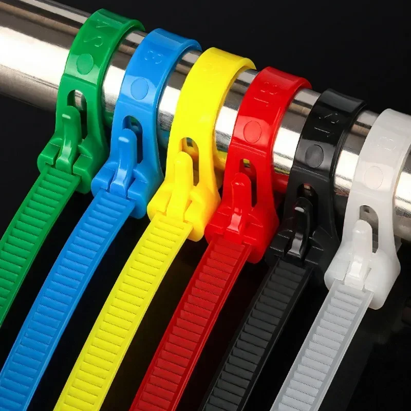 New Nylon Cable Ties Colored Releasable Self-locking Slipknot Cables Ties Adjustable Fastening Loop Ring Strap For Home Office