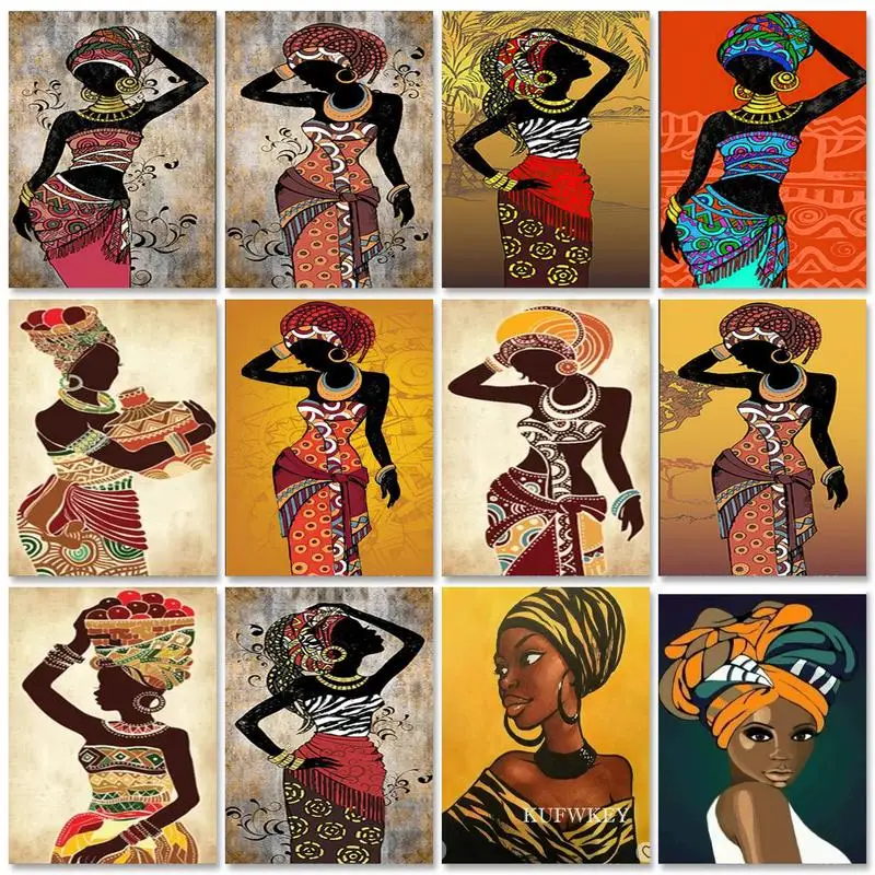 

RUOPOTY DIY Painting By Numbers Frame For Adults Crafts Sexy Black Woman Figure Picture Canvas Painting Home Decor Gift Handwork