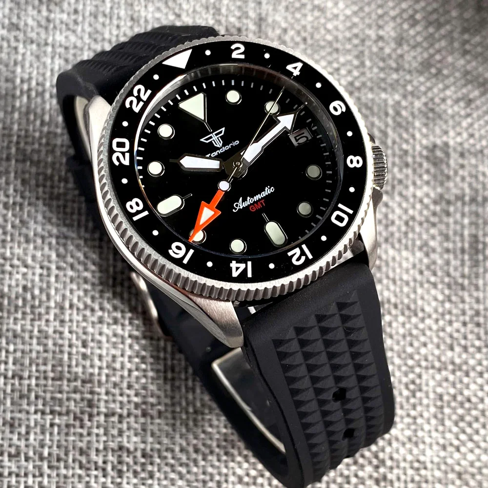 20ATM Diving 37mm Japan NH34A GMT 24 Hours Ceramic Bezel 120 Click Sapphire Glass Auto Men Watch Date Waffle 3.8 Crown Luminous