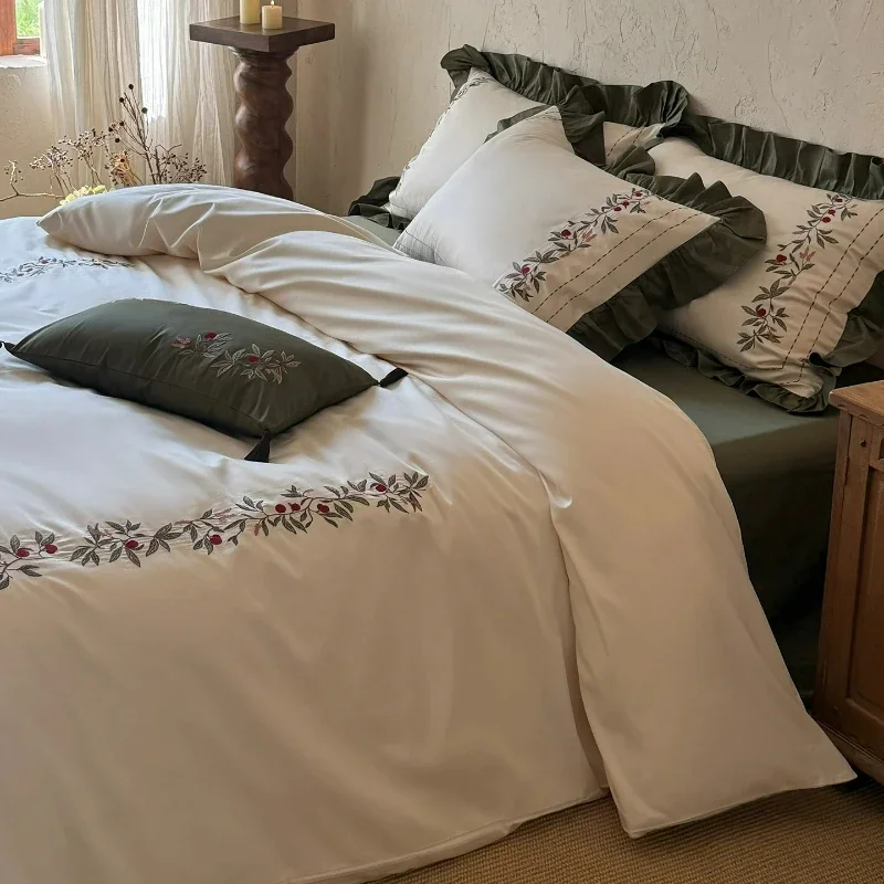 New Arrival 100S High‑Count Pure Cotton Four‑Piece Bedding Set  Embroidered ‑Style Xinjiang LongStaple Cotton All‑Season Bedding
