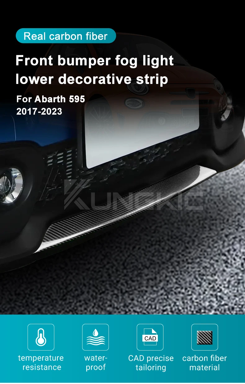 Harte, trockene Kohlefaser für Abarth 595 695 595C 2017 2018 2019 2020 2021 2022 2023 2024 Auto-Frontstoßstange-Dekorationsaufkleber – Detail 1