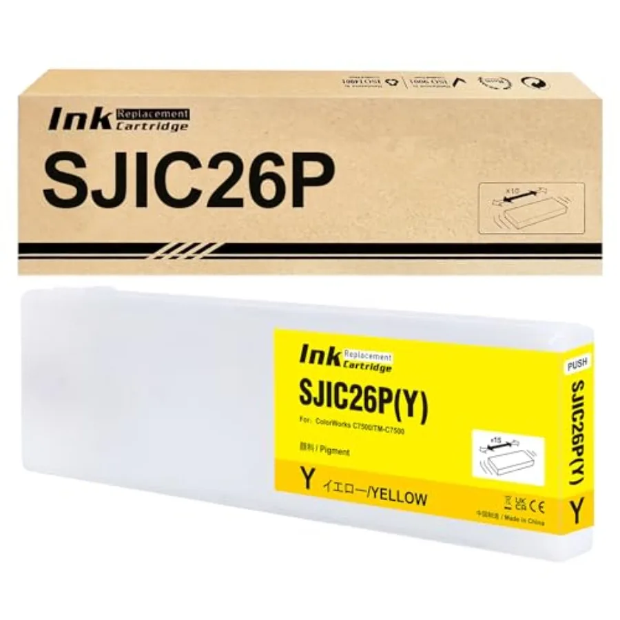 

Compatible Refill Ink Cartridge Replacement for SJIC26P SJIC26P Y for COLORWORKS C7500 Printer (1-Pack Yellow)