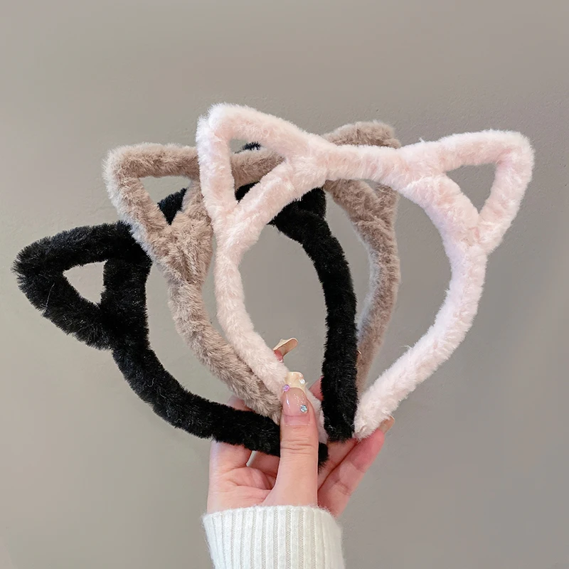 Plush Cat Ear Lolita Headbands Girls Cartoon Furry Hair Bands Hoop Women Cosplay Costume Party Headwear Korean Hair Accessories