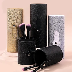 1PCS high-end fashion PU leather makeup brush storage bucket Dustproof and waterproof desktop cylinder makeup storage tools