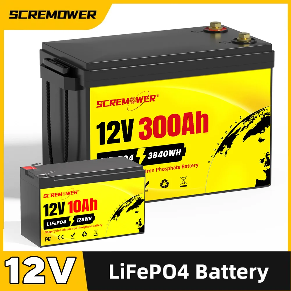 12.8V 300Ah LiFePO4 Battery Rechargeable Lithium Battery with 200A BMS 4000-15000 Deep Cycles Lithium Iron Phosphate Battery