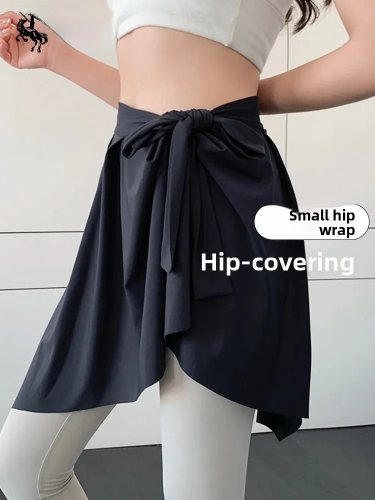 Quick Dry Yoga Butt Covering Skirt Women's Dance Fitness One-Piece Half Body Blocking Skirt Sport Butt Covering Magic Tool