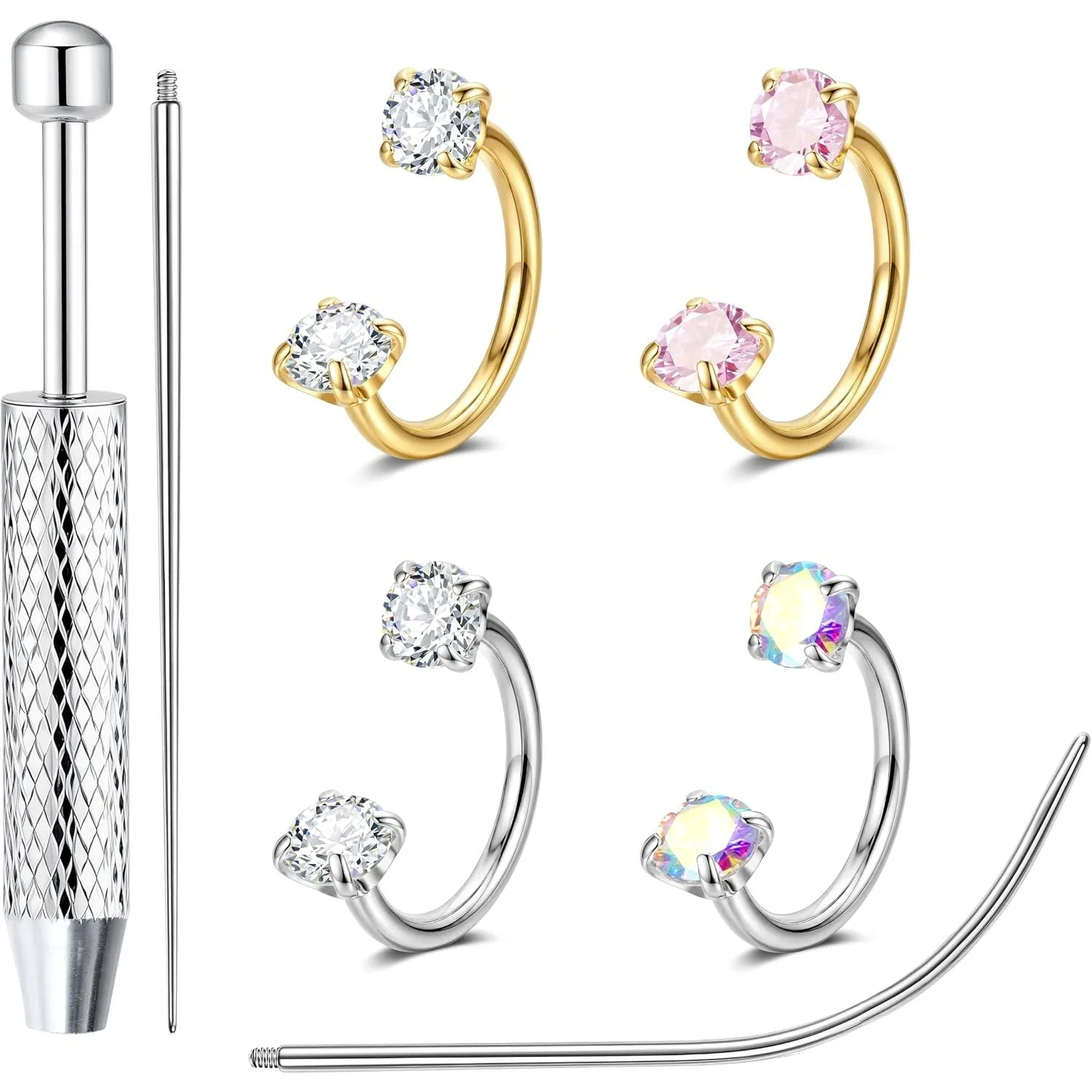 Bobisty 18G Hufeisen-Nasenring für Damen und Herren Chirurgenstahl Nasenringe Septum-Ohrringe Helix-Knorpel-Lippen-Piercings Schmuck