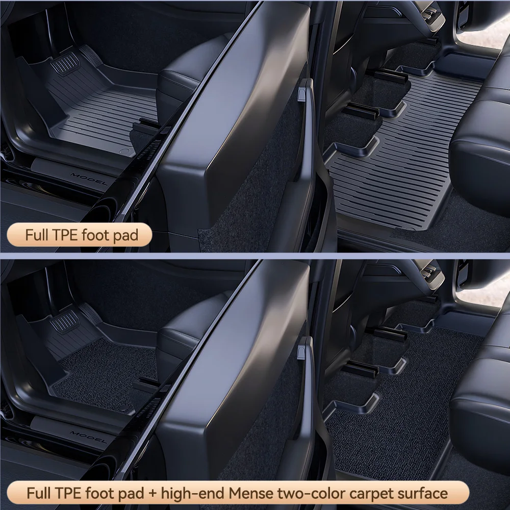 YZ TPE Car Floor Mats for Tesla Model 3 Highland Model Y 2019-2024 Luggage Mat Set Four Seasons Waterproof Anti-slip Trunk Mat