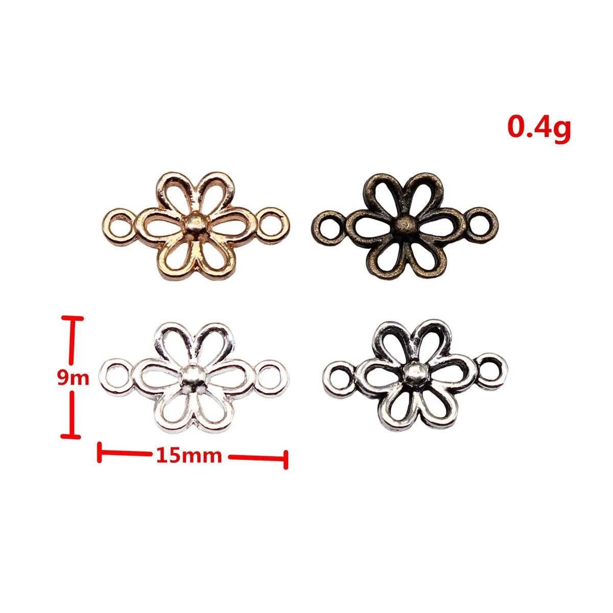 WYSIWYG 40pcs 15x9mm 6 Colors Flower Connector Charms For Jewelry Making DIY Jewelry Findings