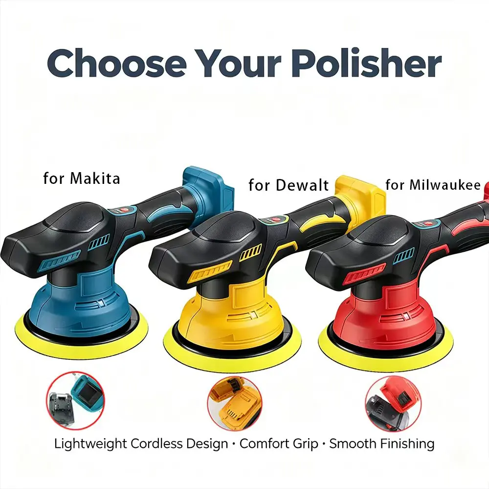 Cordless Car Polisher 8 Gears Adjustable Auto Electric Waxing Sanding Sealing Glaze Tool Fit Dewalt/Milwaukee/makita 20V Battery