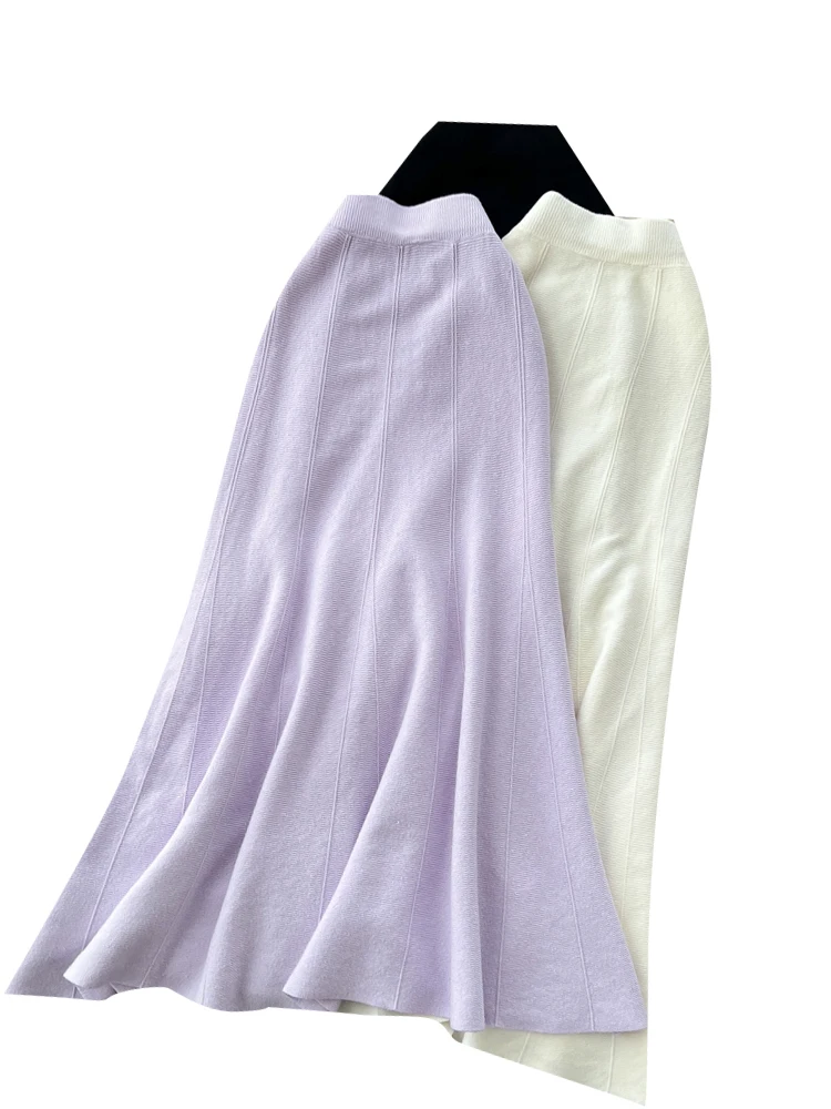 Faionable Gebreide F Rok Dames Lente Zomer Ci Pendelen Stand Fit A-lijn Rok Elastische Taille Fi Staart Ontwerp