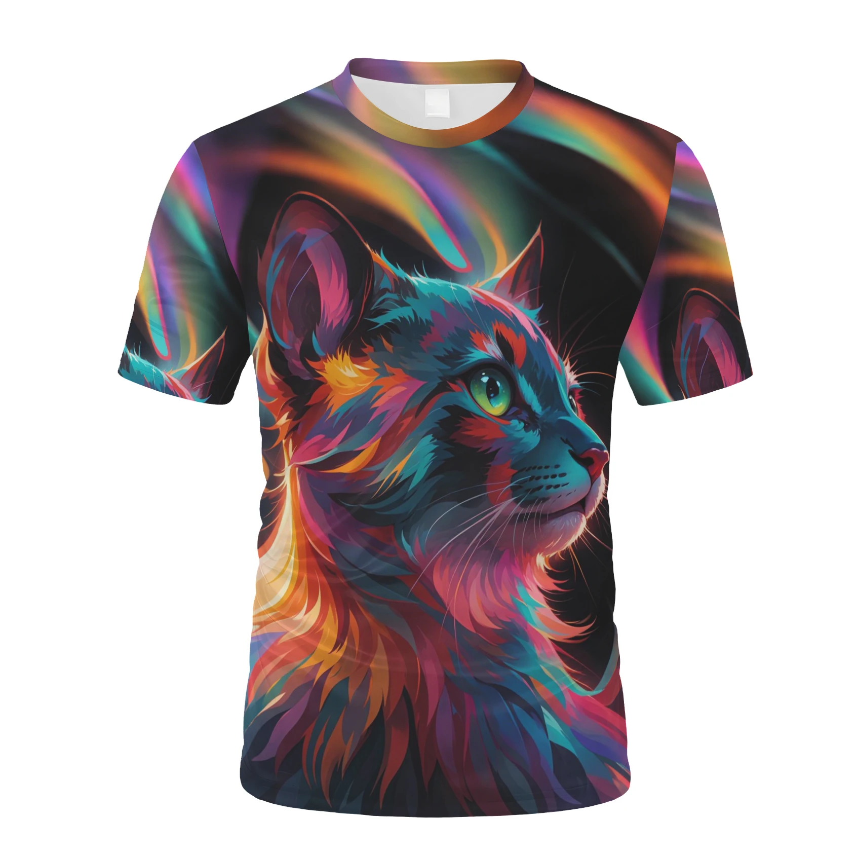 

Cat Print T-shirts for Men Casual Short Sleeved Tee Oversized Mens Clothing Men's Funny T-shirt Animal Print Graphic T shirts