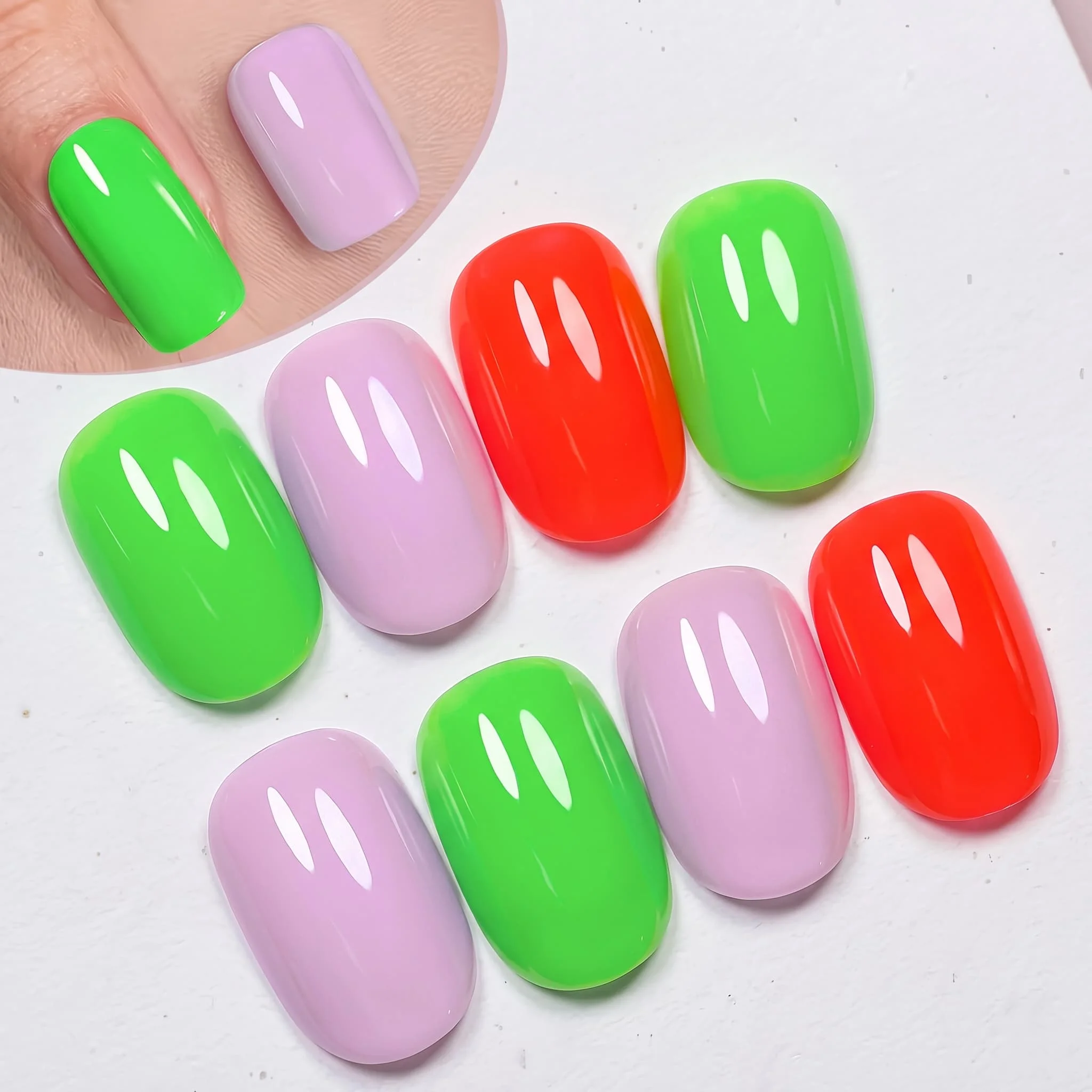 Hassleless 3-Piece Gel Nail Polish Set 15ml Large Capacity Fluorescent Green, Purple, and Red Solid Color Nail Polish, Beginner-Friendly, Easy to Apply, Salon-Quality