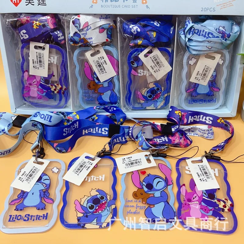 20pcs Disney Stitch Transparent Card Holder Cute Pp Id Card Student Portable Lanyard Card Holder Bus Card Card Storage Gift