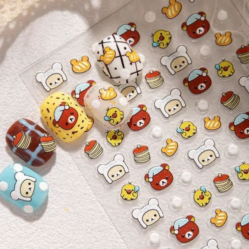 

Милая зимняя наклейка для ногтей Rilakkuma, креативная рельефная наклейка с героями мультфильмов для девочек, модное украшение для ногтей «сделай сам», подарок на день рождения для пары