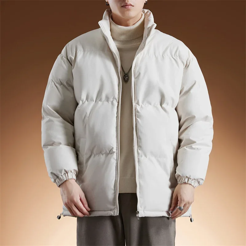 

2023 New Couple Autumn and Winter Short Cotton Coat Men's Coat Down Cotton Coat Standing Collar Hong Kong Style Warm Cotton Coat