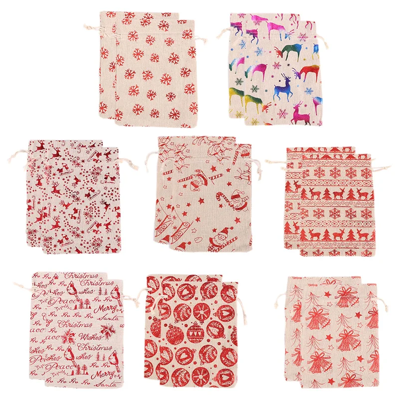 A59E-16Pcs عيد الميلاد الرباط حقائب للهدايا الخيش ، هدية الحقيبة أكياس جودي ل مغلفة الحلوى هدية عيد الميلاد حفلة لصالح الإمدادات