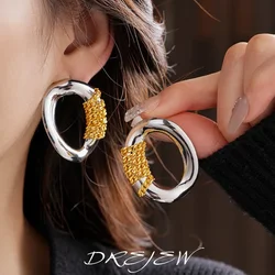 DREJEW Irregular Oval Chain Earrings for Women Exaggerated Personality High-end  Retro Stud Earring Luxury Designer Jewelry