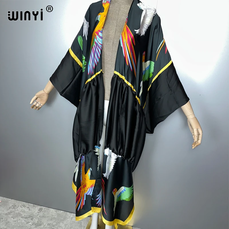 ชุดคลุมยาวสไตล์โบฮีเมียน WINYI สำหรับใส่ไปชายหาด งานปาร์ตี้ หรือวันหยุด  แบบอาบายะ ดูไบ หรูหรา แฟชั่นสำหรับผู้หญิงมุสลิม  แบบเปิดด้านหน้า