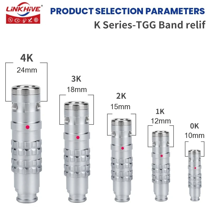 CompatIble with LEMO FGG Plug with Strain Relief 0K 1K 2K 3K 2 3 4 5 6 8 9 10 12 14 18 20 24 26 30 Pin Push-Pull Connector