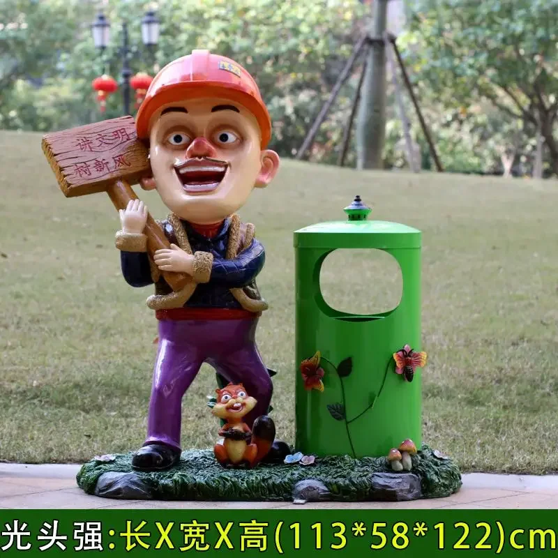 Outdoor Garden Forest Fiberglass Cartoon Panda Kindergarten Creative Trash Can Sculpture Kindergarten Ornament