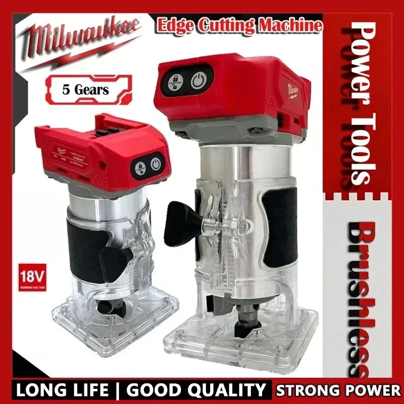 Milwaukee 30000RPM Cordless  Electric Trimmer Brushless Compact Router 5-Speed Woodworking Trimming Machine