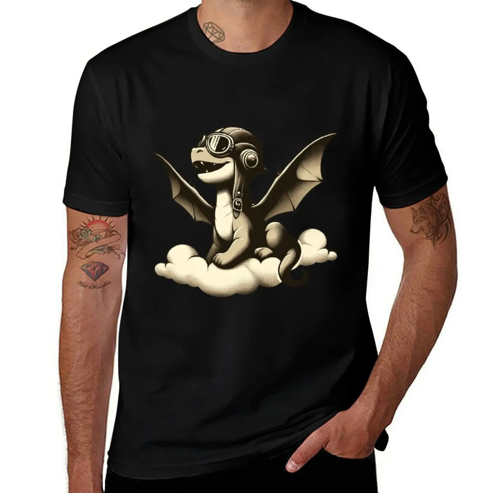 aviator dragon T-Shirt Casual Graphic Print Tee T-Shirt