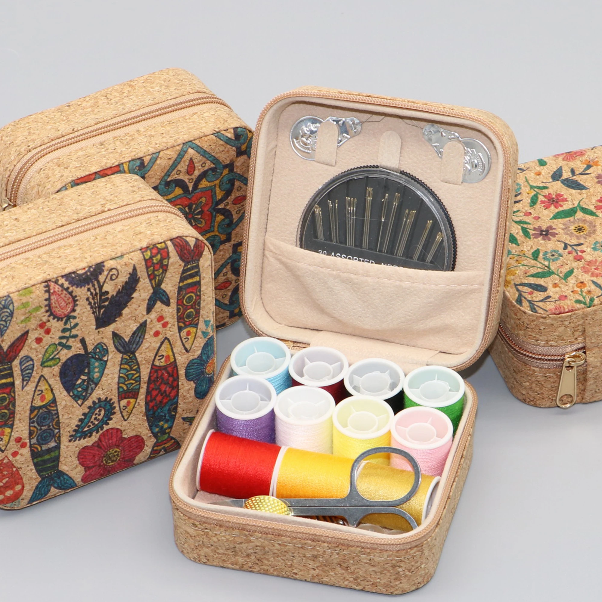 Pudełko do szycia zapinane na zamek w stylu retro, zestaw do szycia DIY, podróże w domu, zestaw do szycia ręcznego w akademiku studenckim — zdjęcie 7