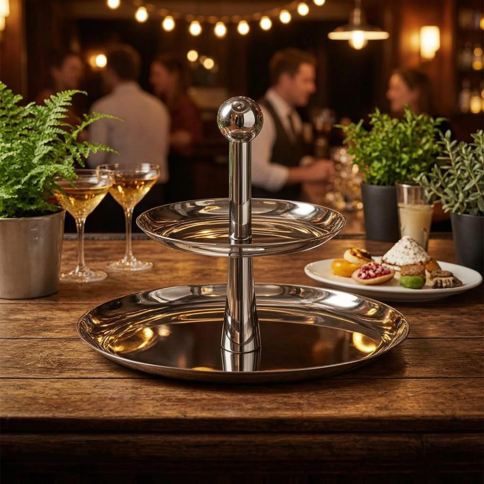 Mirrored Tray Stand Seamless Edges 3 Tier Serving Tray Tiered Dessert Display Rust-Proof Tableware Sturdy