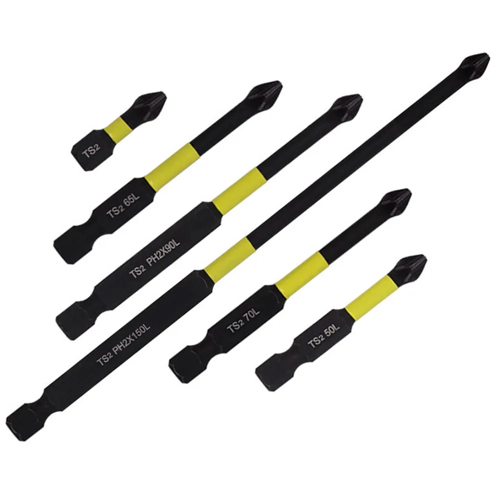 1pc anti-deslizamento magnético cruz chave de fenda bits 25-150mm ph2 magnetismo facilmente pegar parafuso amarelo/preto mão ferramenta parte