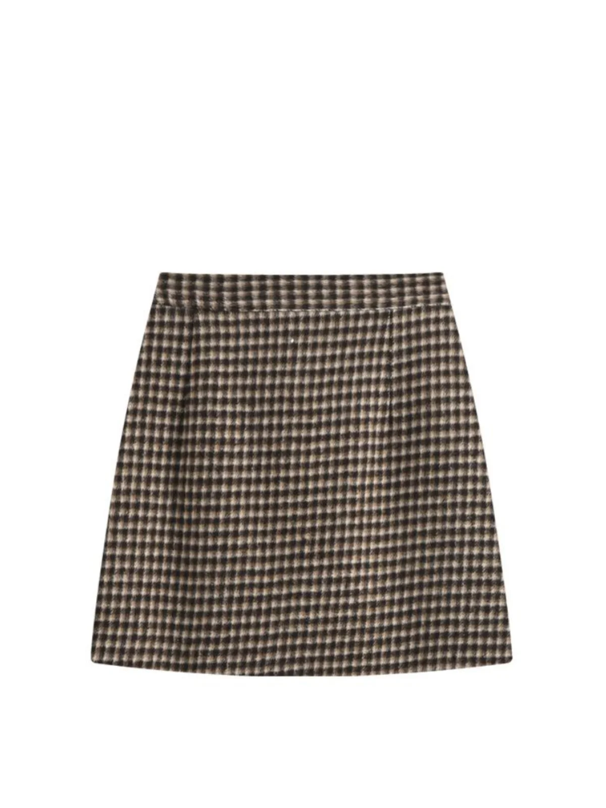 

High Waist Plaid Woolen Skirt Women's Autumn plus Size A-Line Wrap Body Slimming Skirt Korean Sle Commute Polyester Fiber