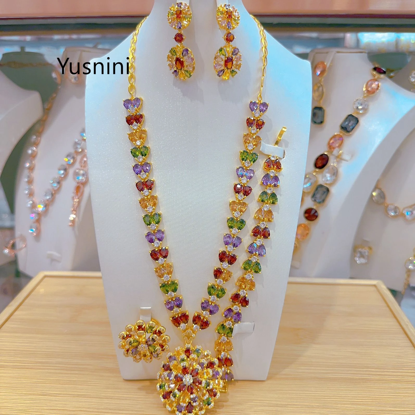 New High end Fashion Dubai France 24K Gold Plated Necklace Earrings Rings Bracelets Exquisite Wedding Jewelry Set for Lovers 333