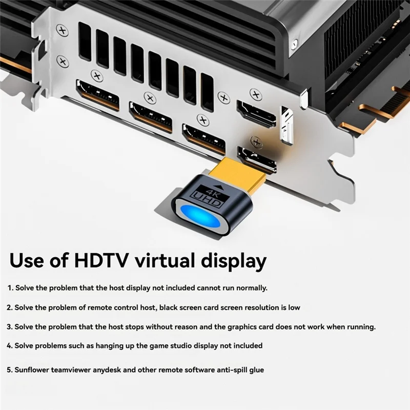 2 個 - 互換性のあるダミープラグ 4K HDR 仮想モニター EDID ヘッドレスゴーストエミュレーター サポート 4K 60Hz 1080 120Hz