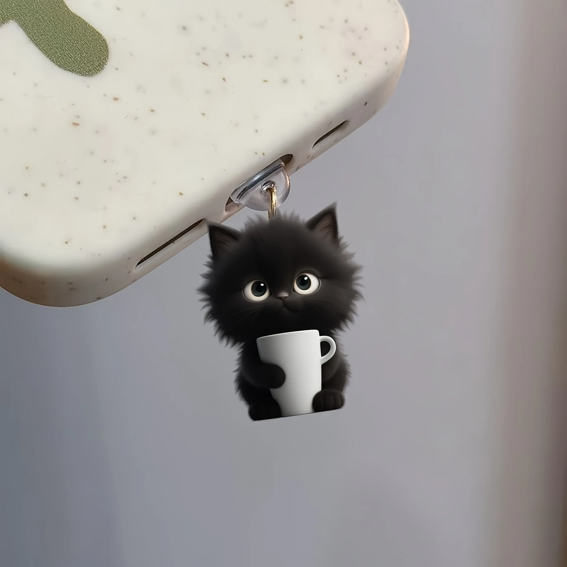 2D Flat Acrylic Black Cat Phone Dust Plug For Iphone Universal Type-C Charging Port Protector Stopper Anti-Dust Plug Pendant