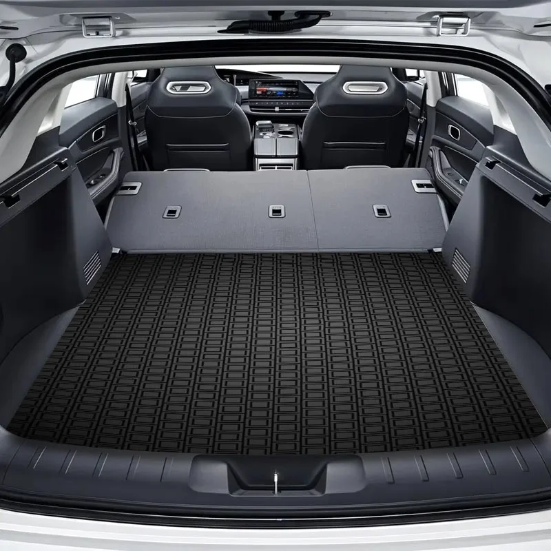 1 Stück Kofferraummatte, Polyester-Material, Schickes Modernes Dunkles Gittermuster, Passend für Auto-Innenausstattung, Langlebiger Laderaum-Schutz – Detail 3