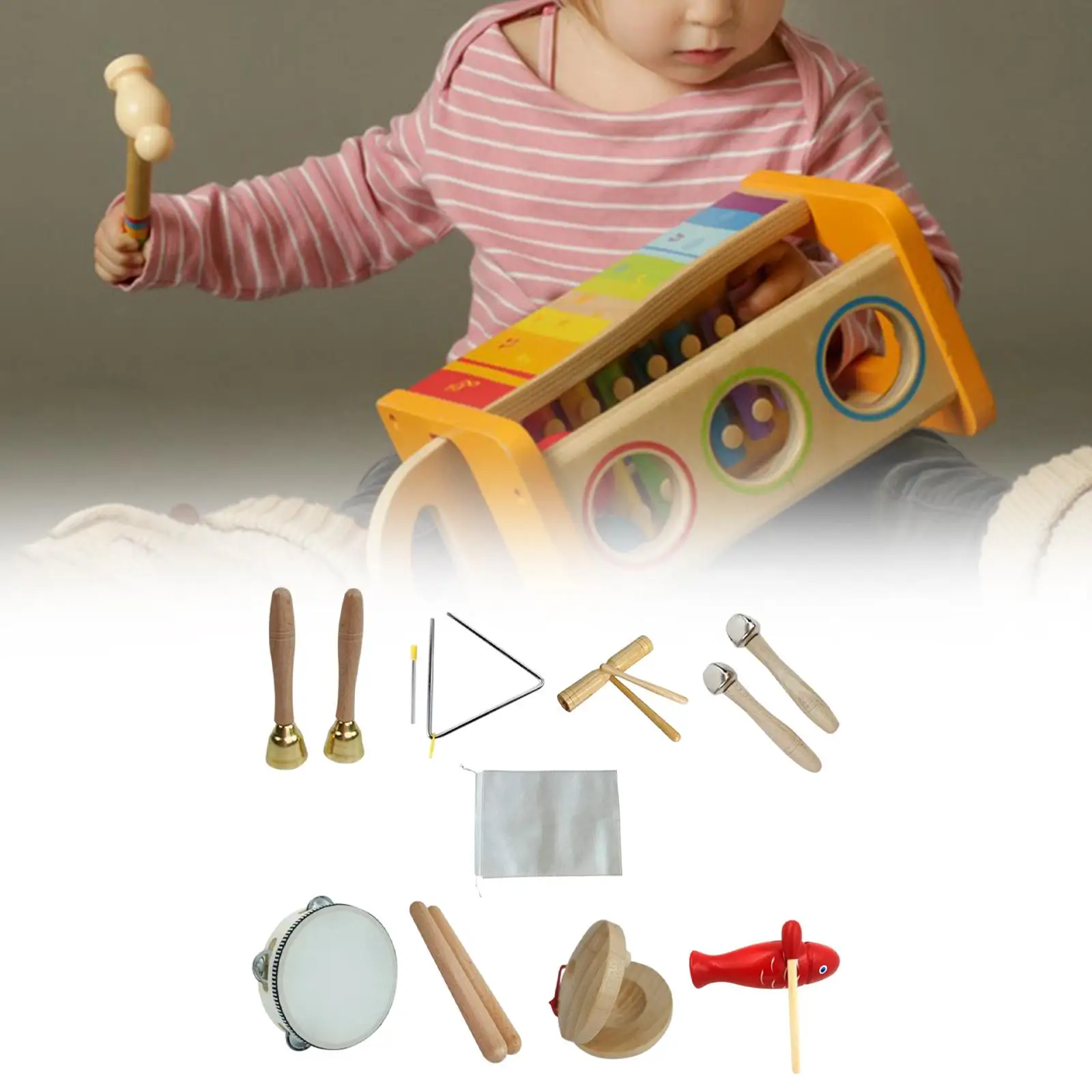 

8Pcs Kids Musical Instruments Set Hand Eye Coordination Portable Educational