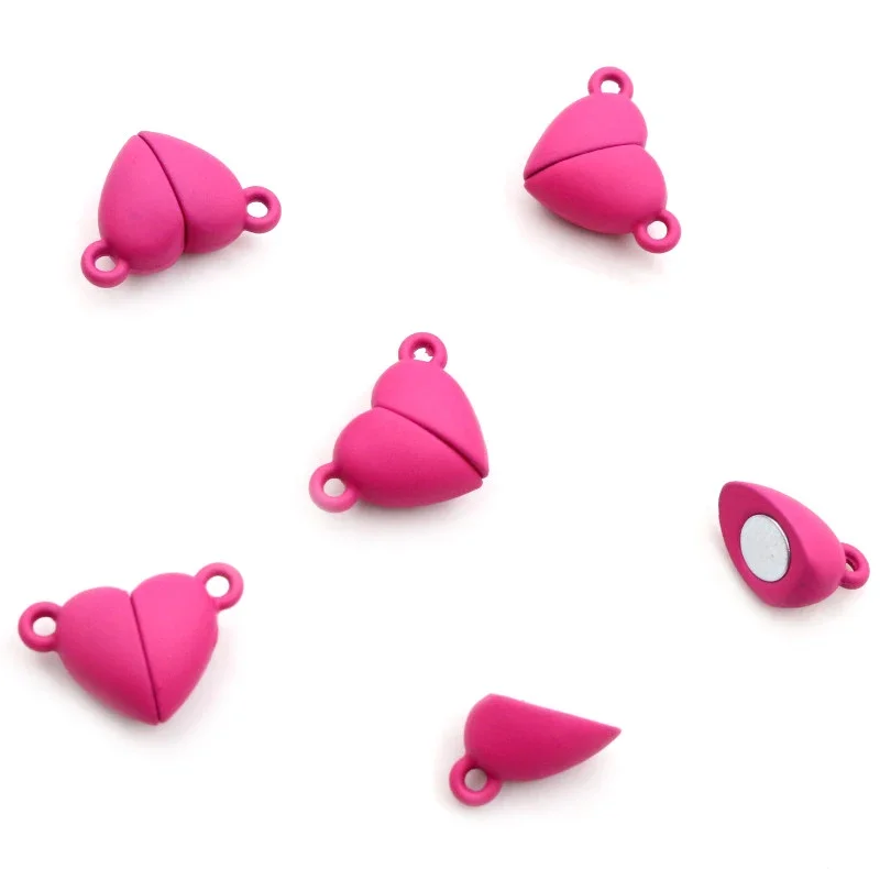 5 Sets Love Heart Round Shaped Magnetic Connected Clasps Beads Charms End Caps for DIY Couple Bracelet Necklace Making image 3