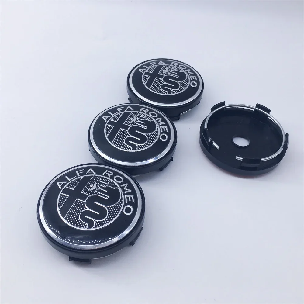 Hub Caps 4PCS 60mm For Alfa Romeo Black Caps 030 Stelvio Sportiva GT 159 166 147 156 Mito Metal Emblem Auto Hub Caps Decoration