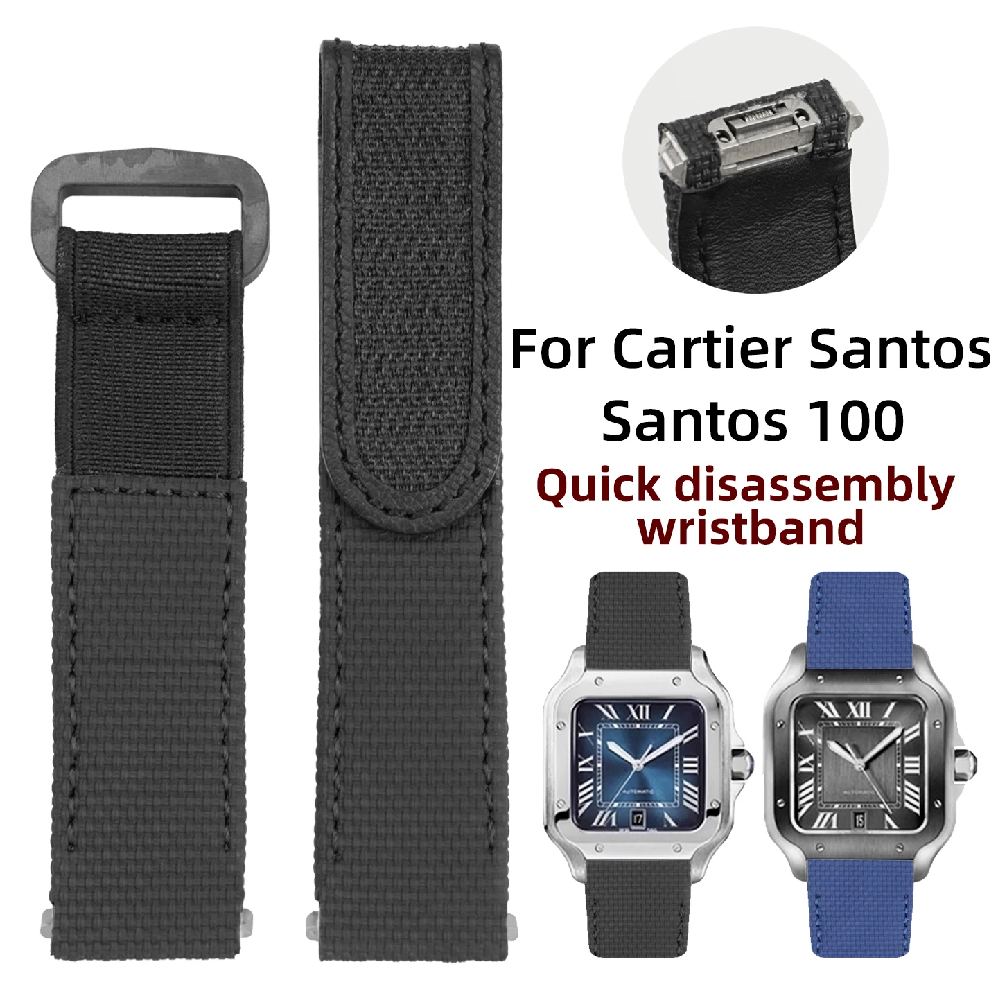 

Высокое качество для Cartier, быстросъемный ремешок для часов Sandus из фторкаучука из натуральной кожи с зернистым головкой из нержавеющей стали