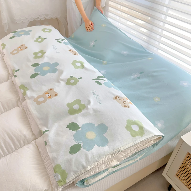 Cute Flower Bears Sleeping Bag Liner Cotton Camping Sheet Adults Portable Sleep Sack Travel Anti-dirty Sheets for Hotels Outdoor