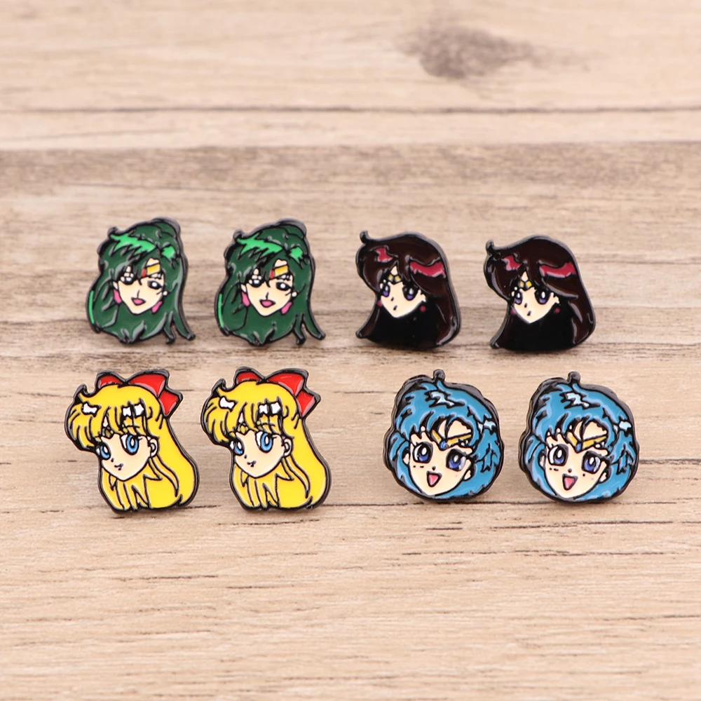 K4015 Cat Anime Kawaii Girl Studs Earrings For Womens Stainless Steel Pierce Korea Earrings Cool Enamel Jewelry Girls for Gifts