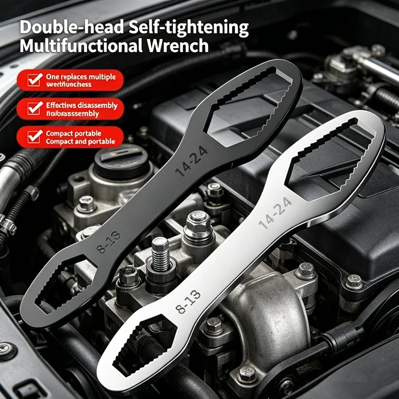 

Universal Flare Nut Wrench, Steel Wrench, Self-Tightening Wrench, 8-24mm, Double-Ended