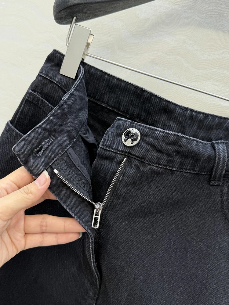 SVORYXIU Autumn Winter 2025 New style Retro Style Bow Jeans series Button Pocket Zipper Design Woman Leisure black Jeans