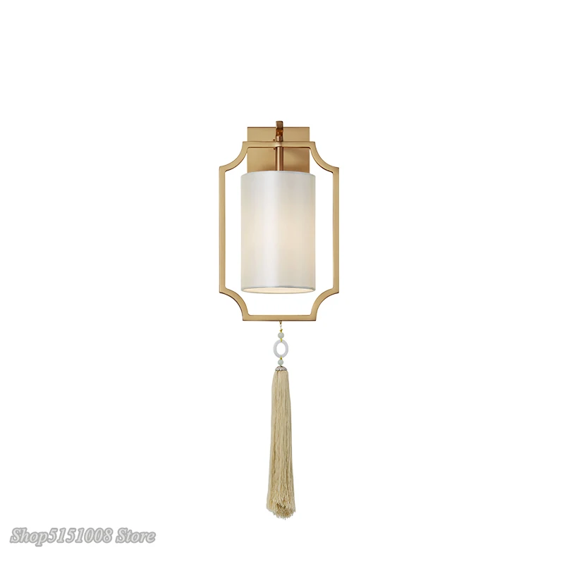 modern led wall lamps Chinese copper color wall lights minimalist designer model room living room hotel classical sconce lights