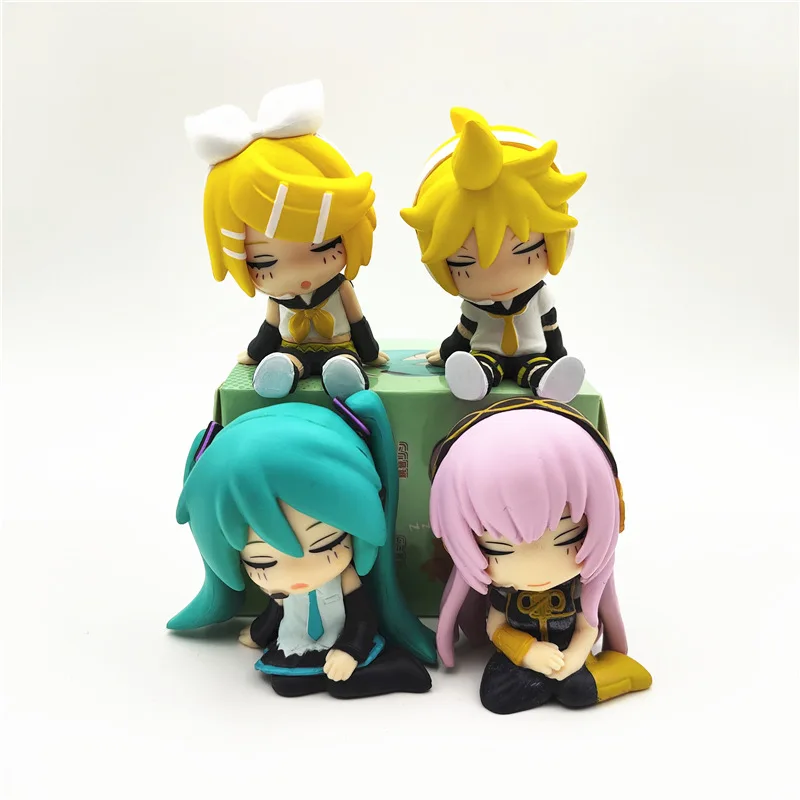 4 Pcs/Set Hatsune Miku Kagamine Rin/Len Megurine Luka Figure Shoulder Sleep Doll Anime Kawaii Model Ornaments Toys Gifts