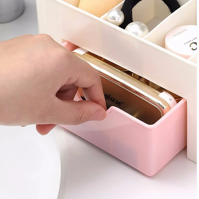 Drawer Type Makeup Box In Dormitory Organize Plastic Shelving Cosmetic Skin Care Dresser Desktop Storage Box