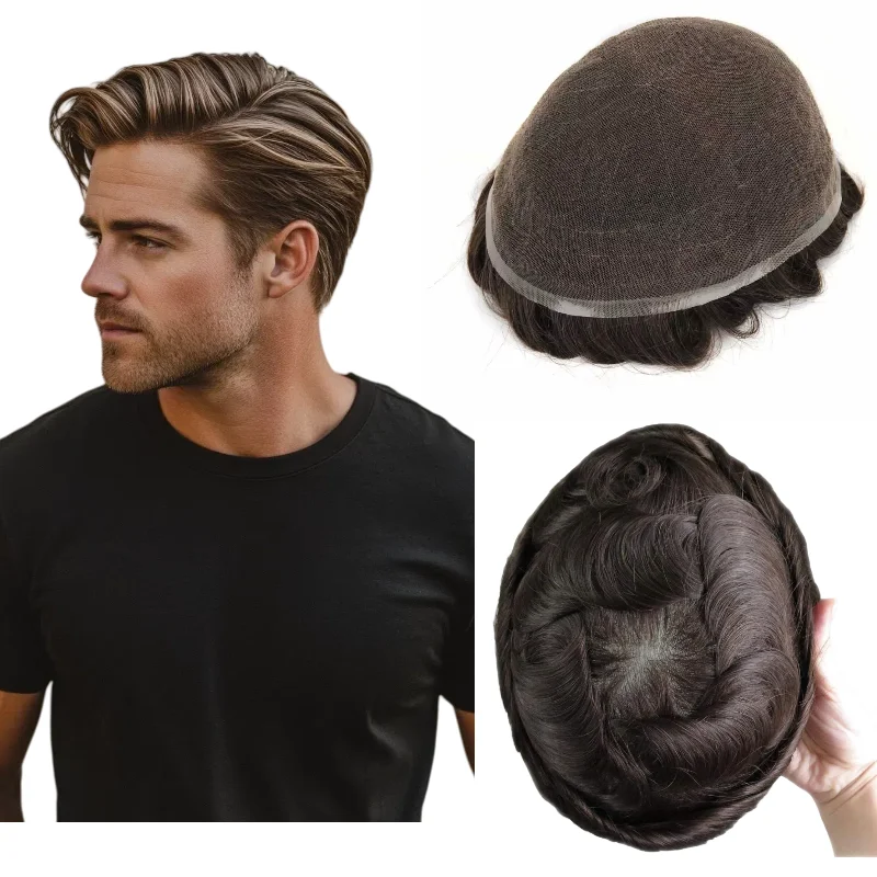 

Мужской парик из натуральных волос на шнуровке | Система шиньонов на вентилируемой основе для максимальной воздухопроницаемости и ощущения прохлады