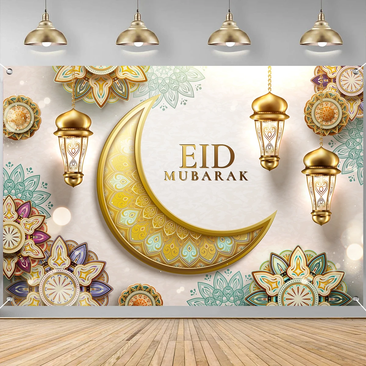 Eid Mubarak Background Backdrop Ramadan Decoration For Home 2024 Islam Muslim Party Supplies Ramadan Kareem Eid Al-fitr Gift