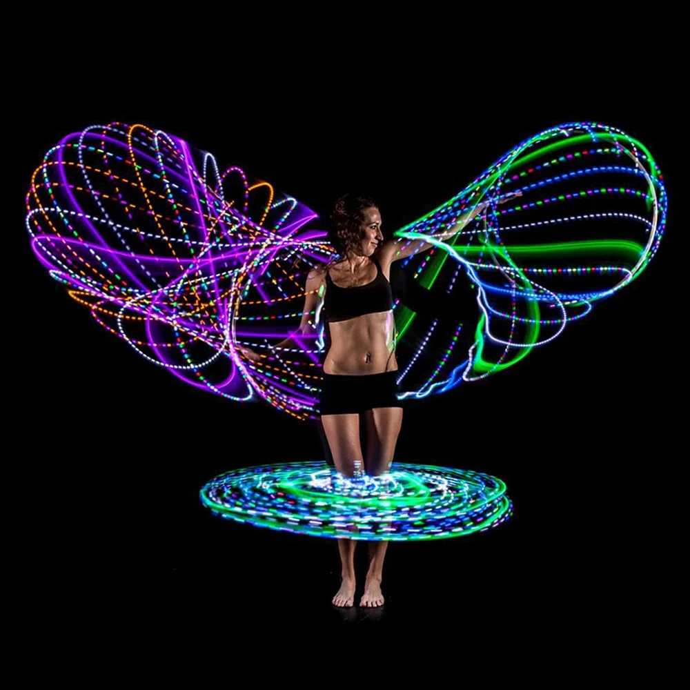 LED Bunte Fitness Kreis Darstellende Kunst Bauch Fett Verlust Licht Fitness Crossfit Faltbare Sport Hoop Gym Fitness Ausrüstungen