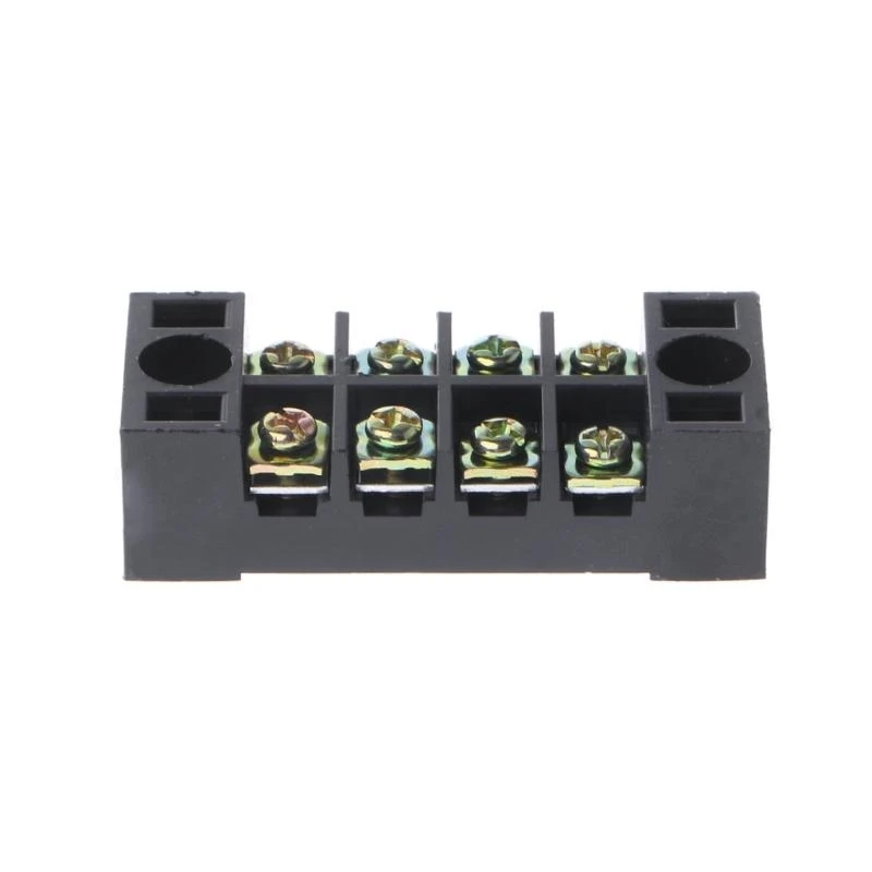 600V 15A 4 Positions Dual Rows Covered Barrier Screw Terminal Block Strip